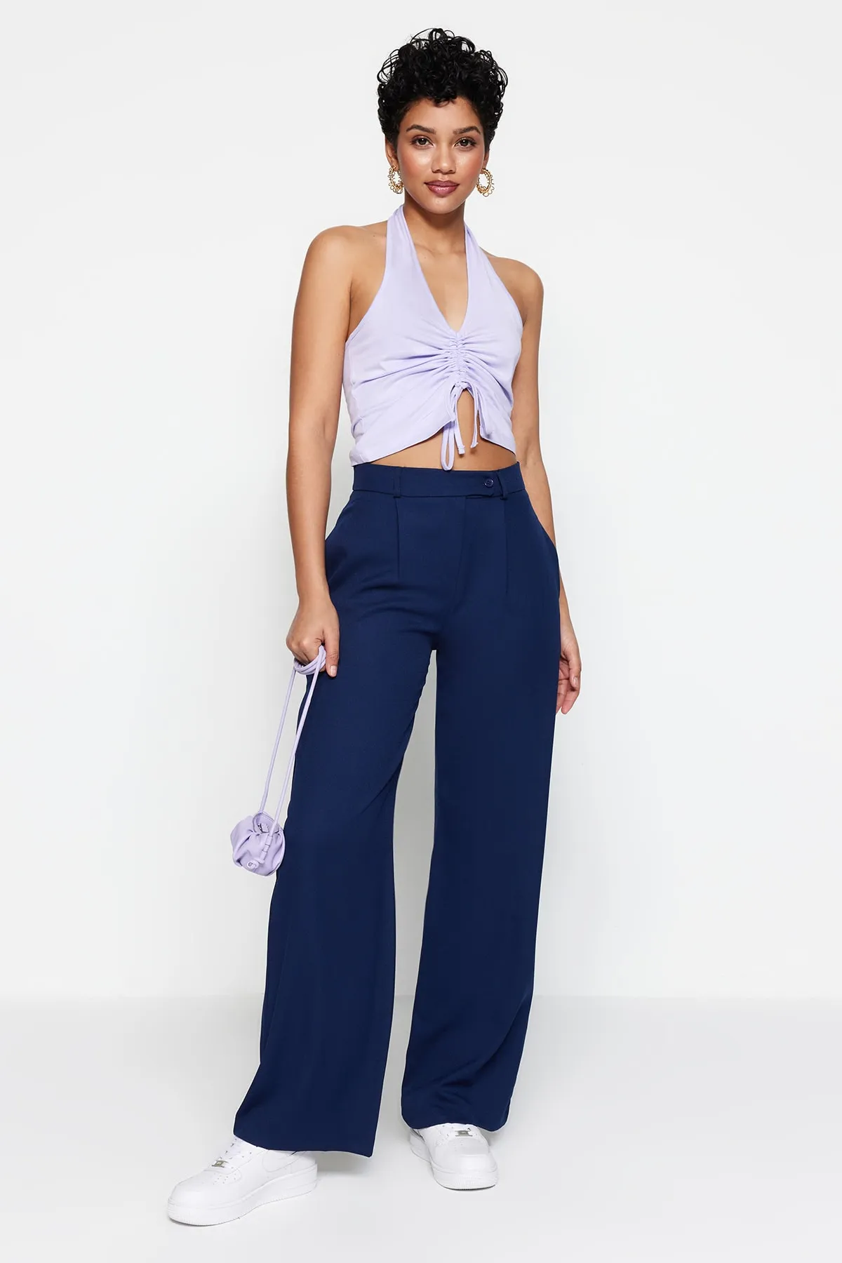 Trendyol Collection  Blaue Webhose mit weitem Bein TWOAW22PL0263