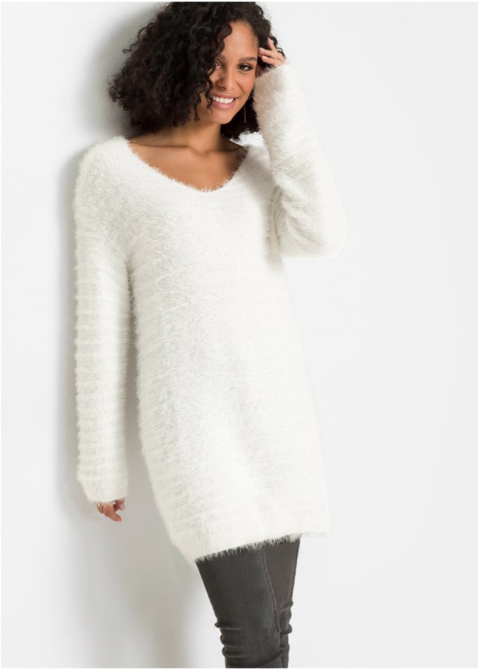 Flauschiger Long-Pullover
