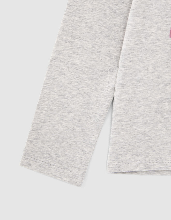 T-shirt gris coton bio visuel patins à roulettes fille