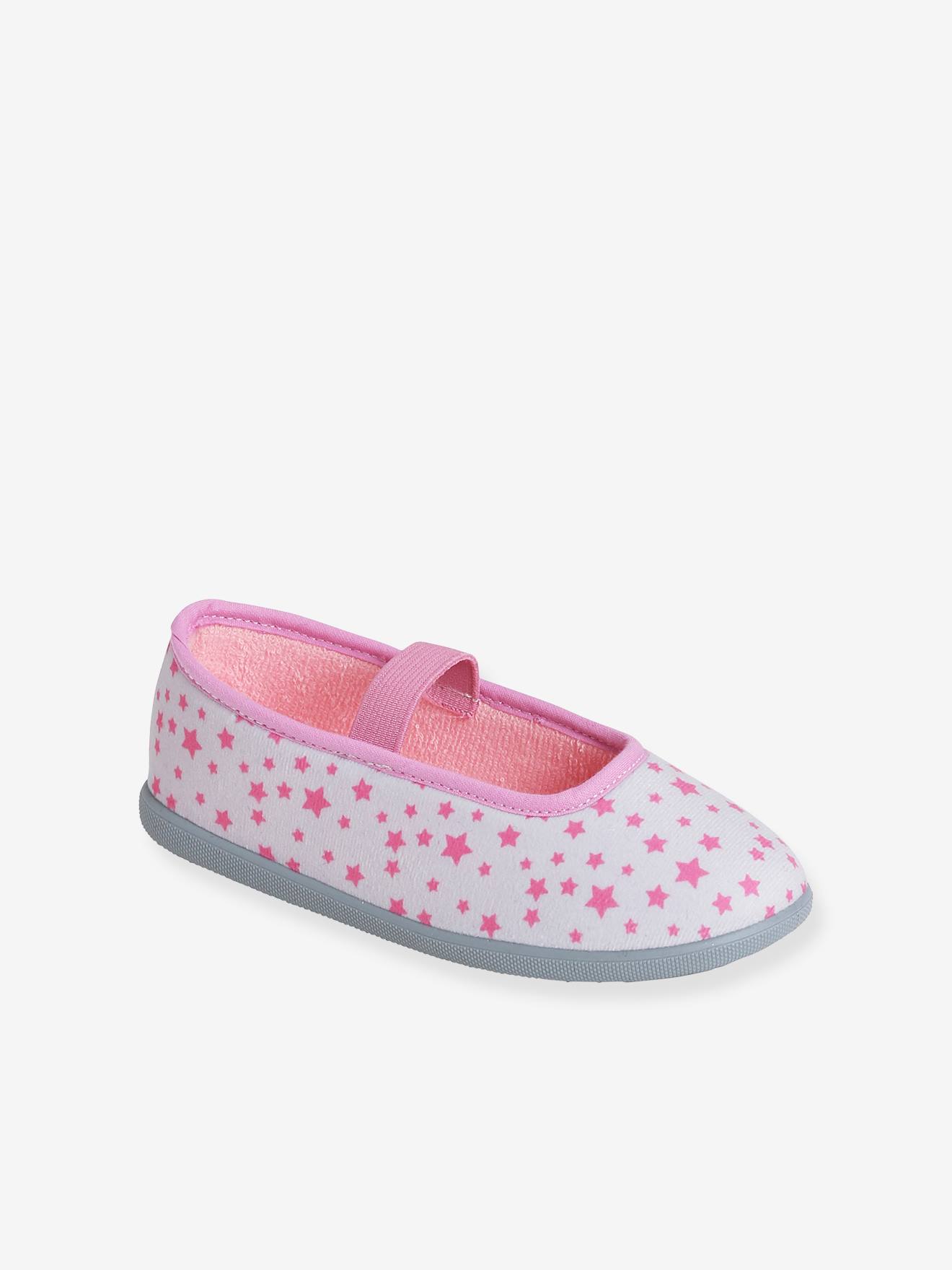 Chaussons ballerines fille fabriqués en France gris imprimé