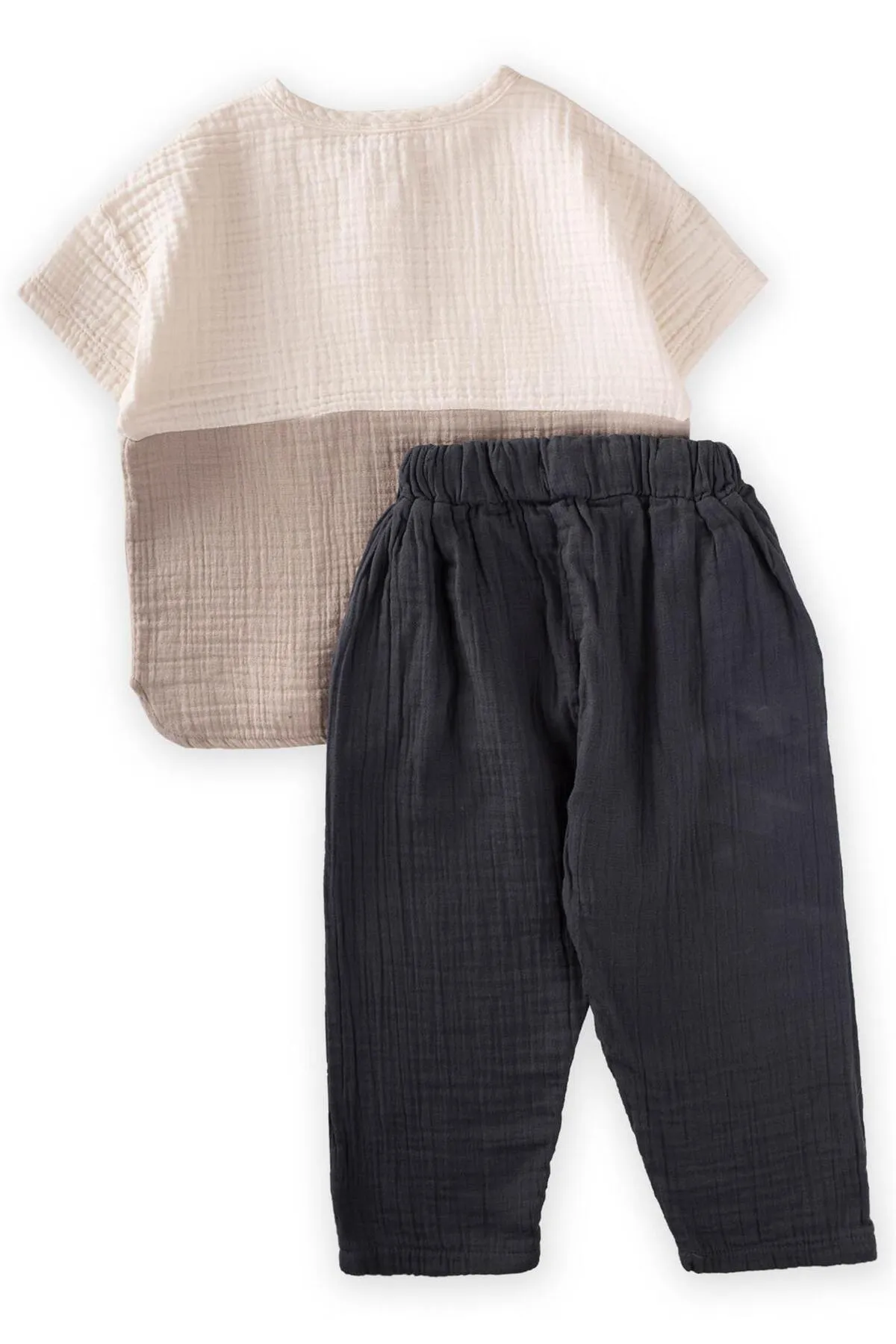 Cigit  Bohemian Garniertes Musselin-Set, 2–8 Jahre, Creme