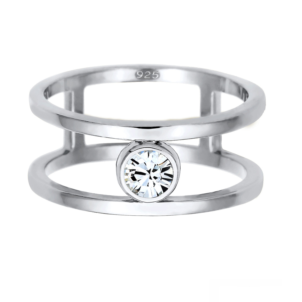Elli PREMIUM Elli PREMIUM Bague Double avec des Cristaux Bague Femme - (925/1000) Argent Bague