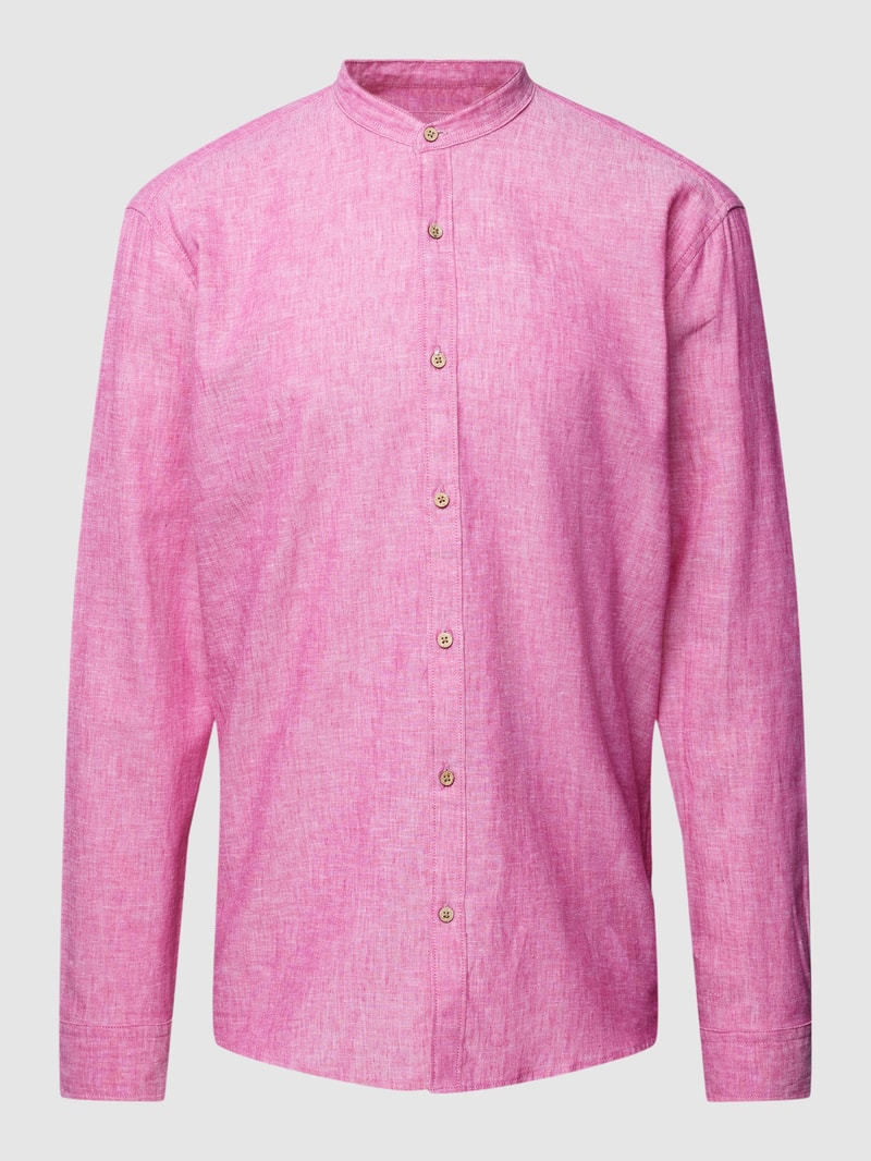 Tailored Fit Freizeithemd mit Stehkragen in pink