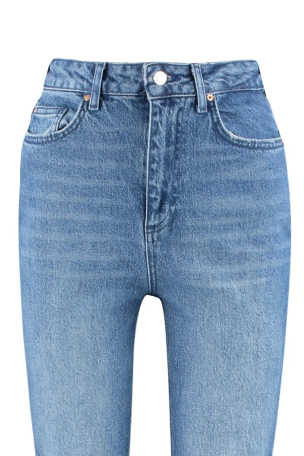 Trendyol Collection  Blaue Slim-Mom-Jeans mit hoher Taille TWOSS23JE00094