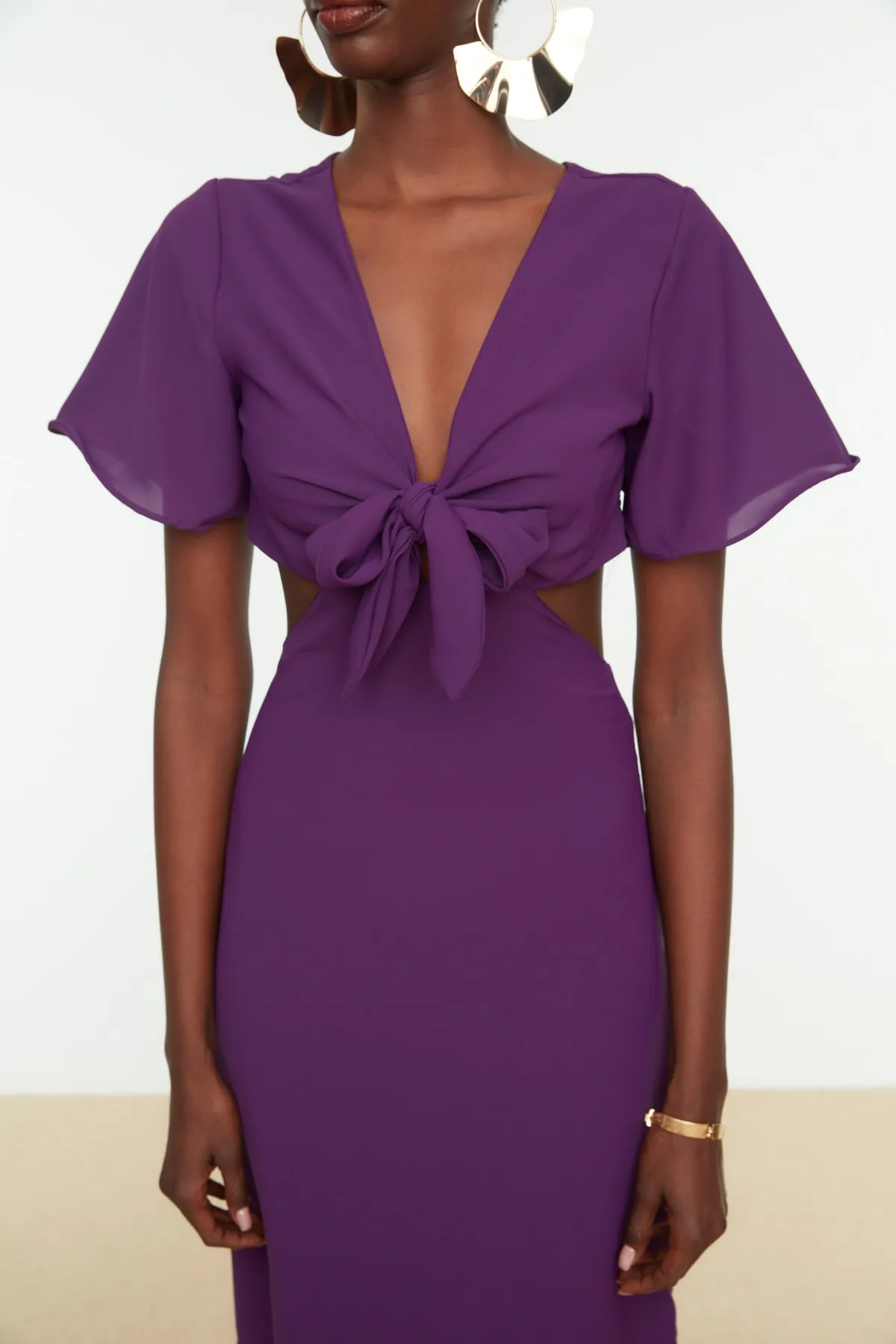 Trendyol Collection  Lila gebundenes, gewebtes, elegantes Abendkleid TPRSS22EL0969