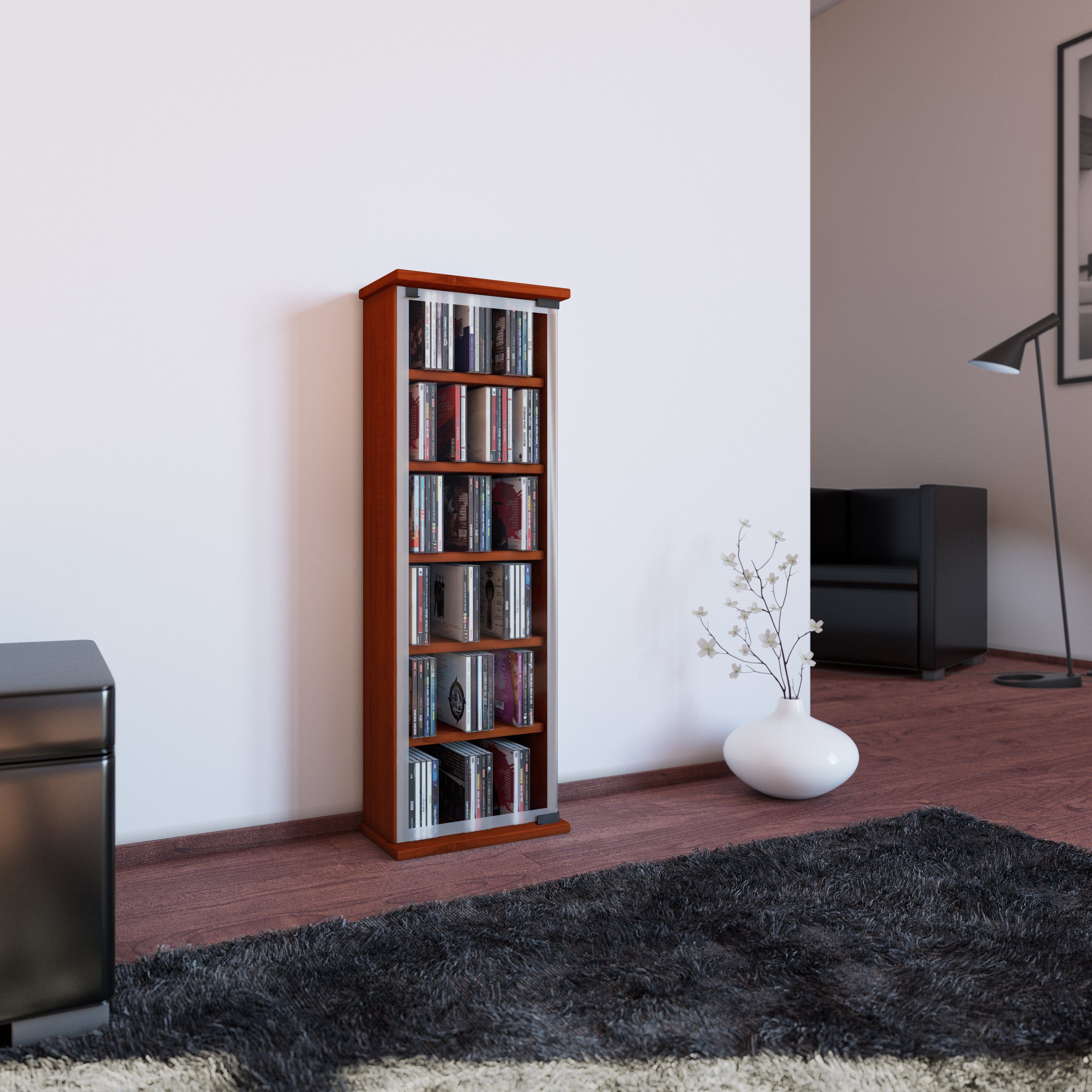 VCM CD-Regal Holz CD DVD Stand Regal Schrank Classic Glastür, 1-tlg.