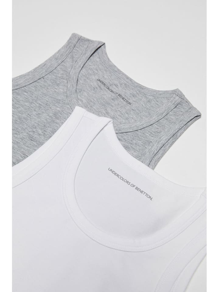 Benetton 2er-Set: Unterhemden in Grau/ Weiß günstig kaufen