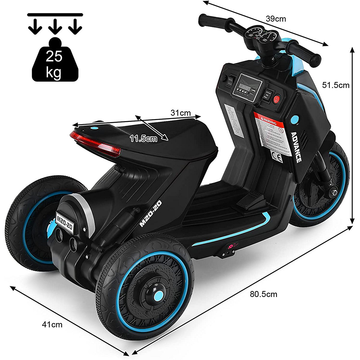 Motorrad Dreirädrig mit Scheinwerfer&Rücklicht