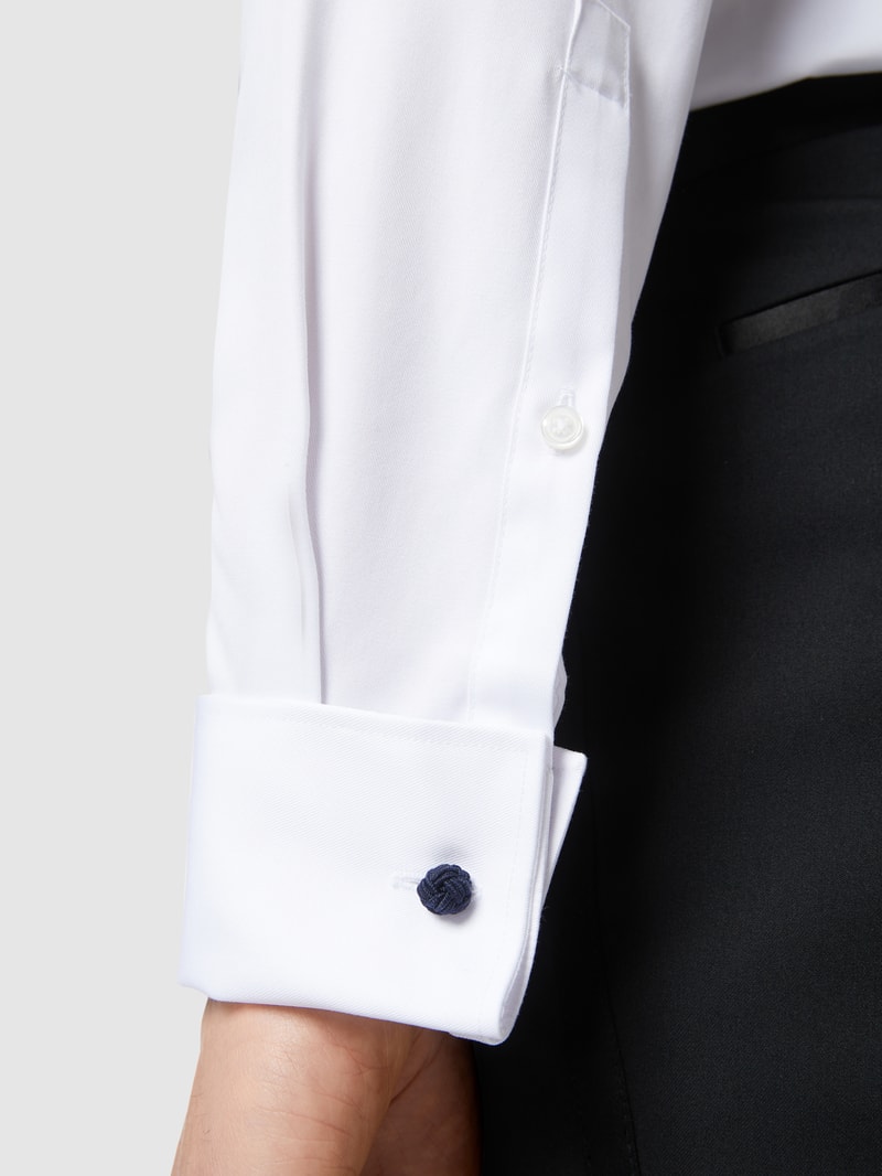 Slim Fit Smoking-Hemd aus Twill in weiß