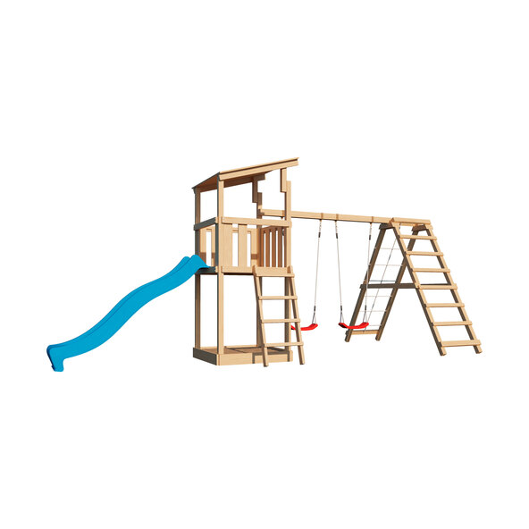 Spielturm Anna mit Rutsche, Doppelschaukel und Klettergerüst