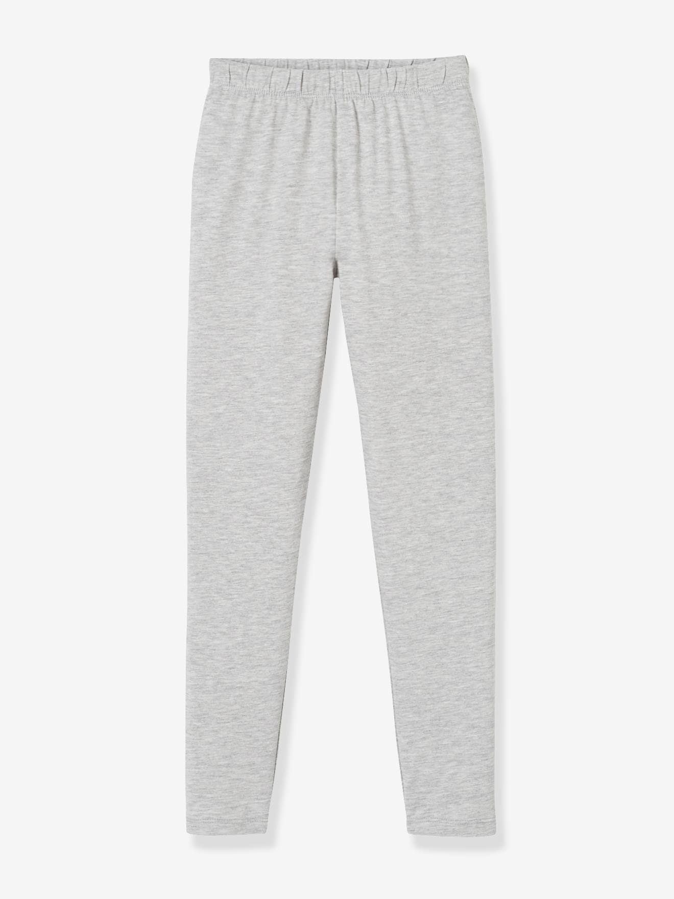 Lot de 2 leggings Basics unis fille gris chiné+noir