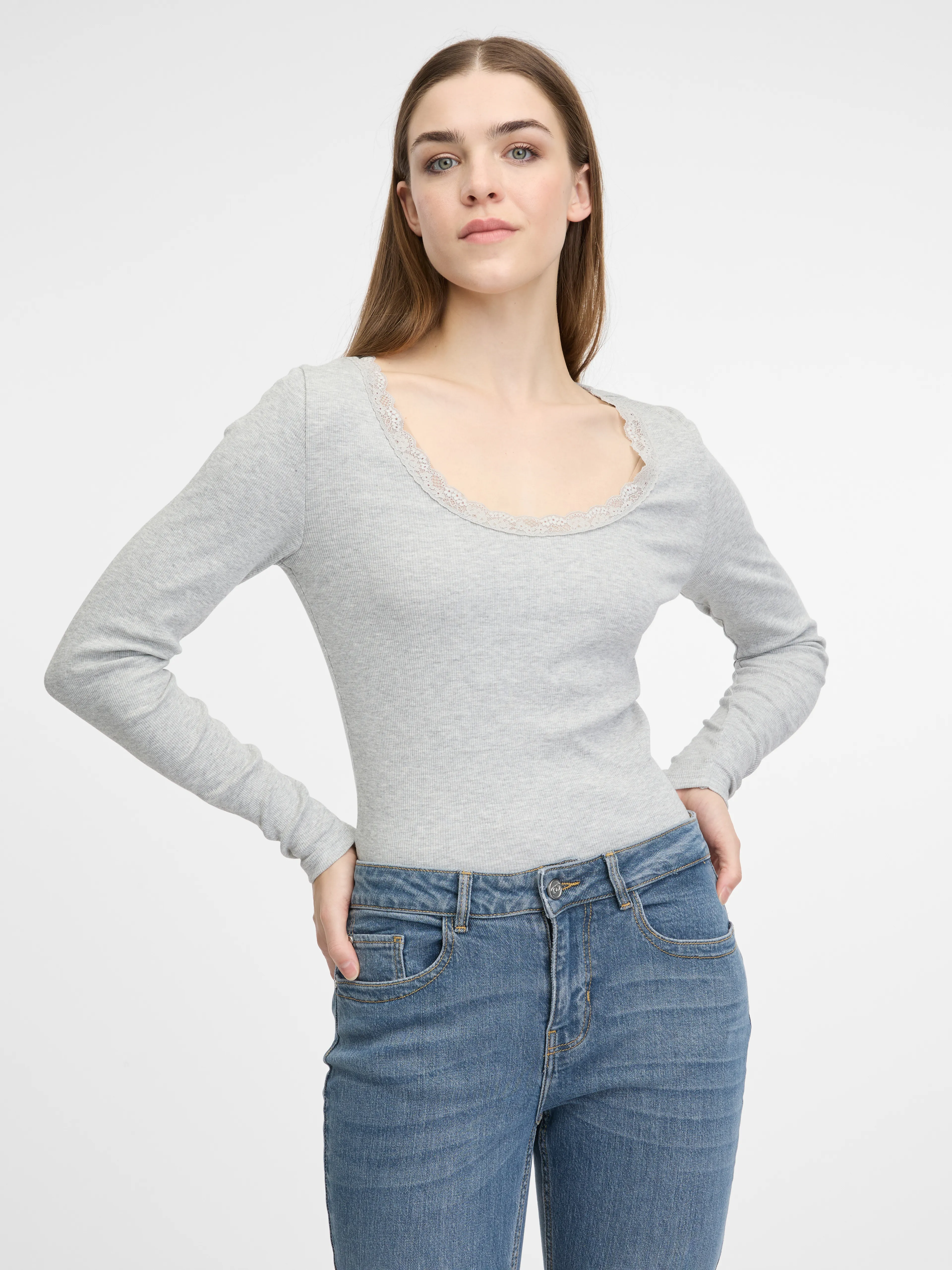 Cremefarbenes Damen-Langarm T-Shirt ORSAY