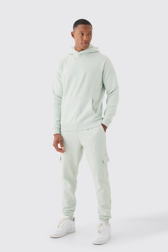 Bestickter Slim-Fit Cargo-Trainingsanzug