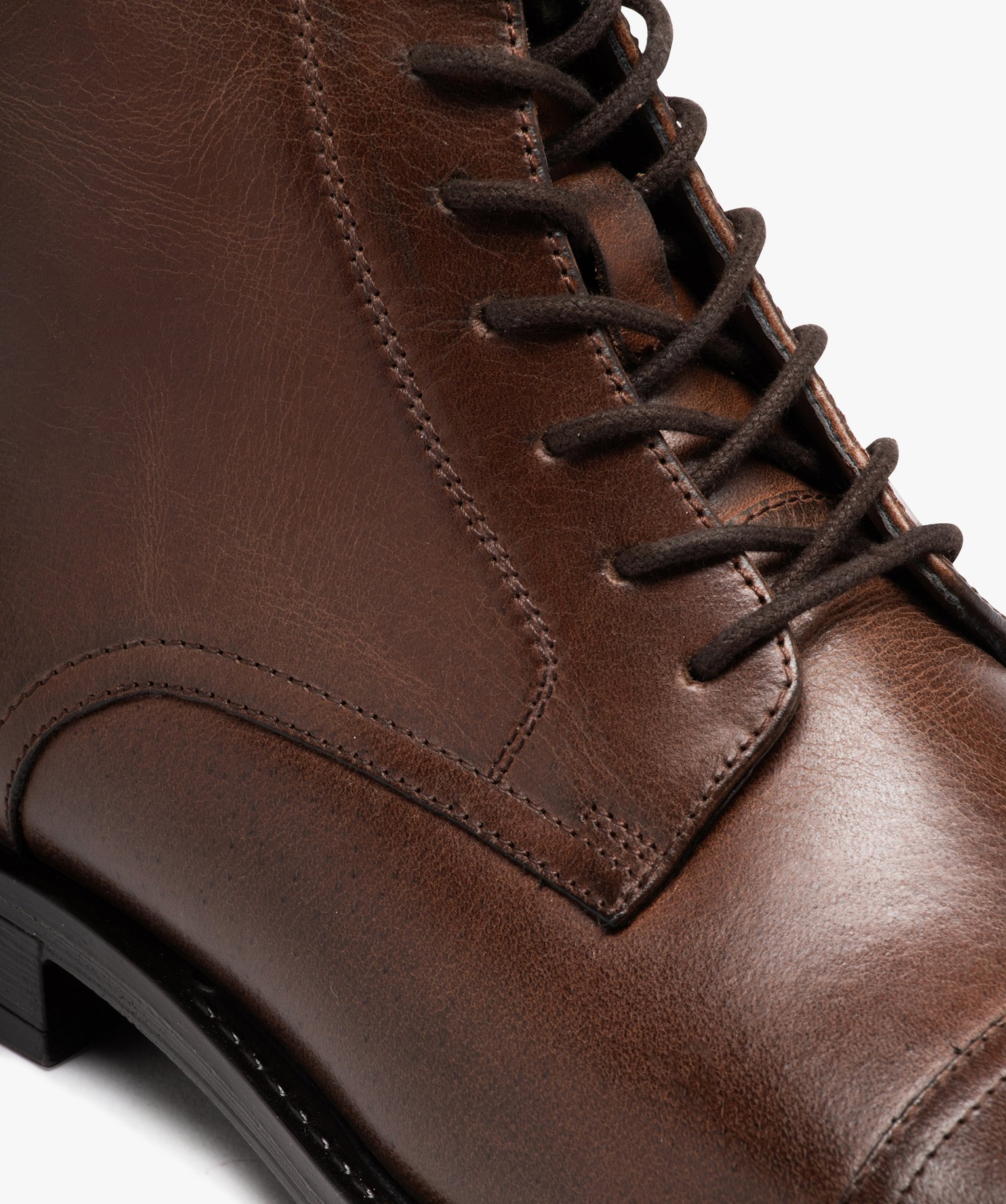 Boots homme dessus en cuir uni à bout surpiqué - Taneo marron | GEMO