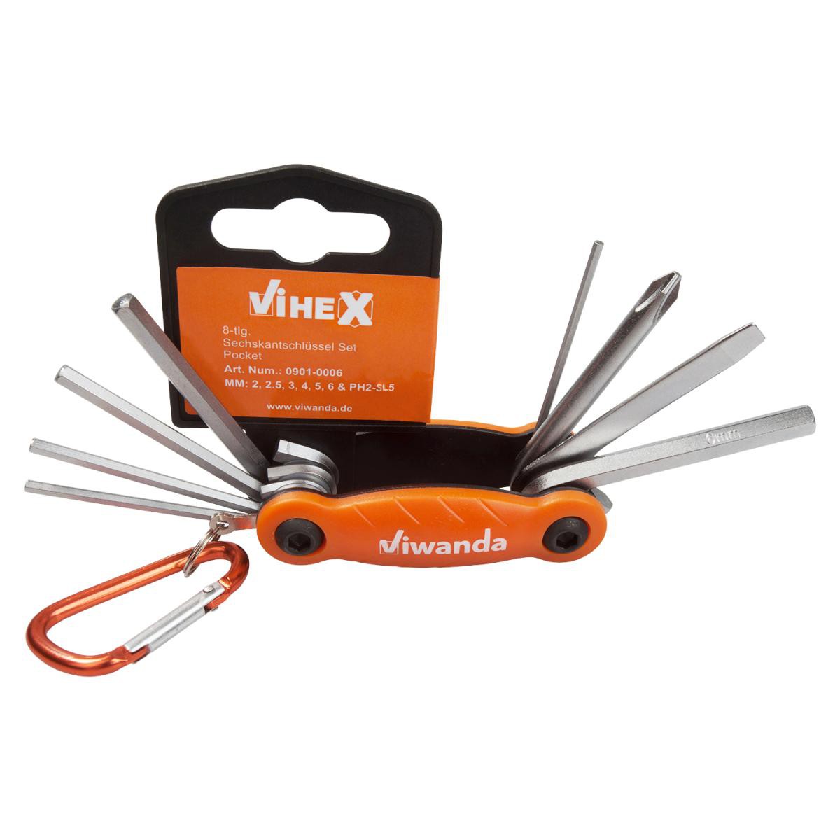 Viwanda ViHEX 8 tlg. Sechskantschlüssel Set, einklappbar