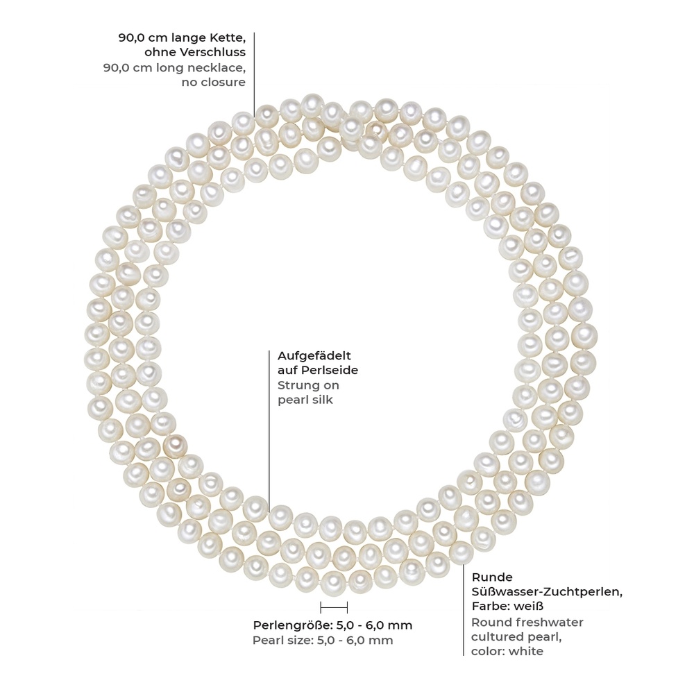 Valero Pearls Collier de perles Perle de culture d'eau douce Perle de culture d'eau douce en Bl collier