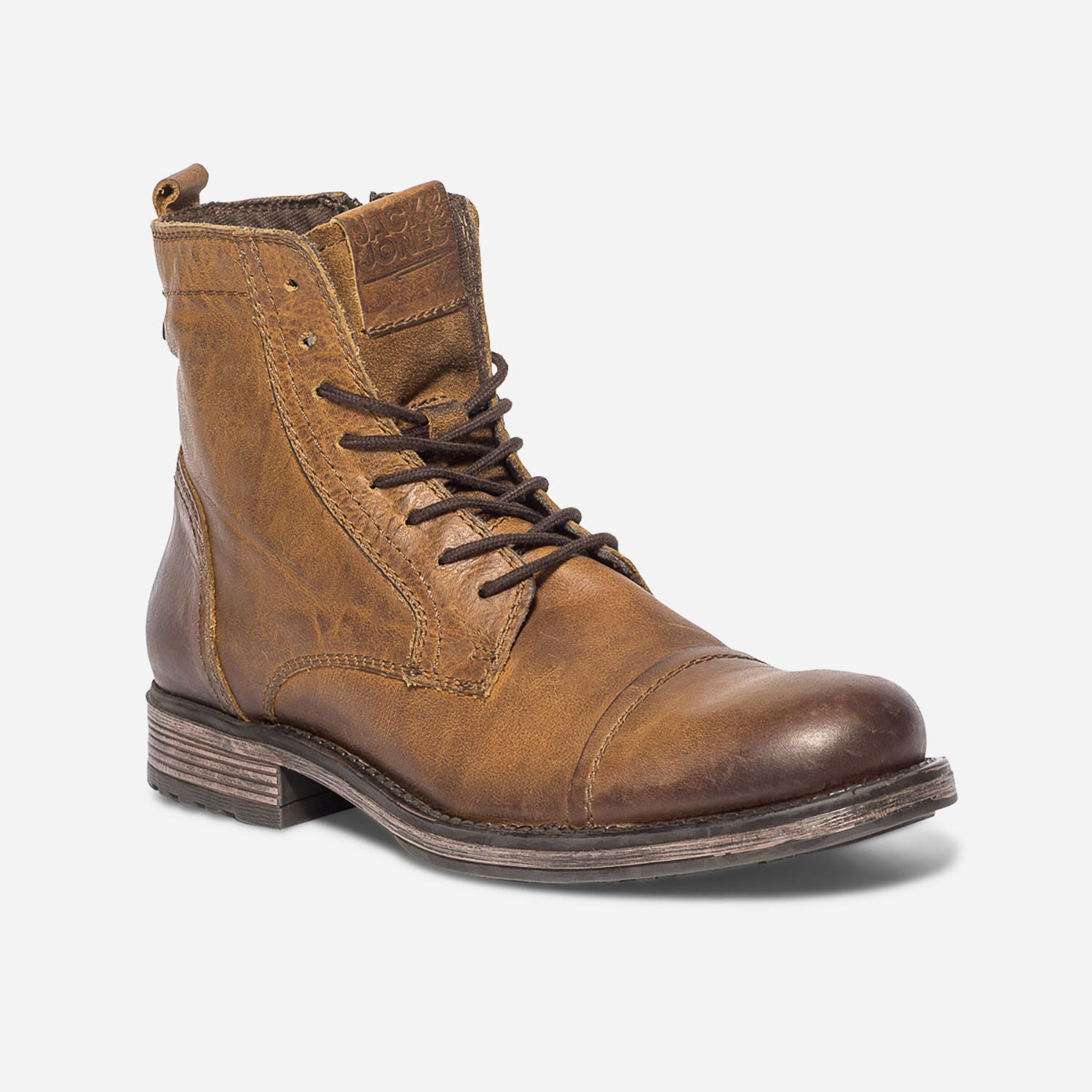 Boots JACK & JONES marron en cuir