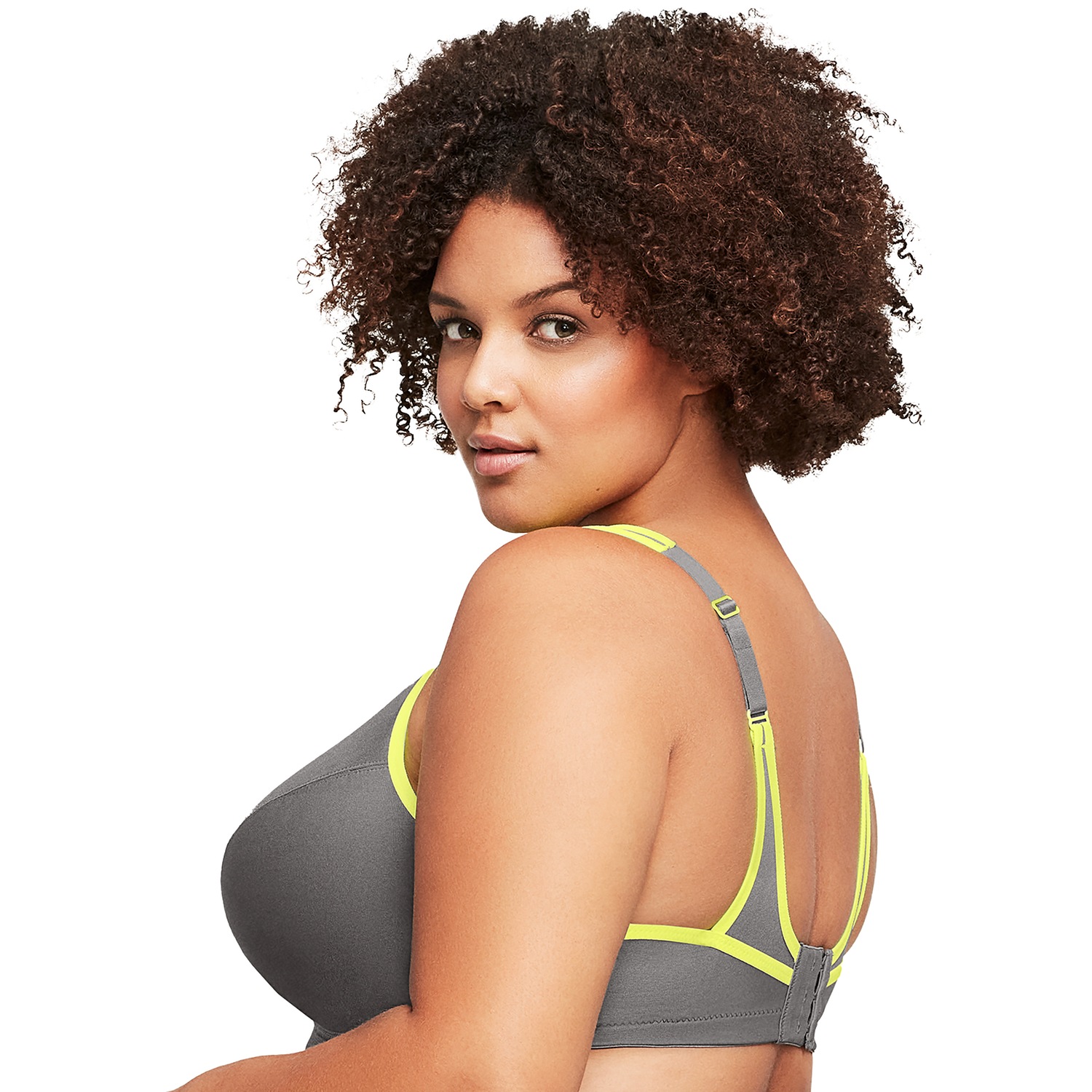 Sport-Bustier mit bestem Halt - Grau mit gelbem Besatz