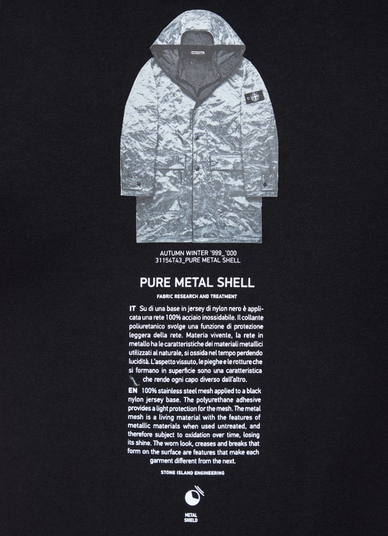 Stone Island 2NS91 T-krekls ar logotipu un apdruku aizmugurē