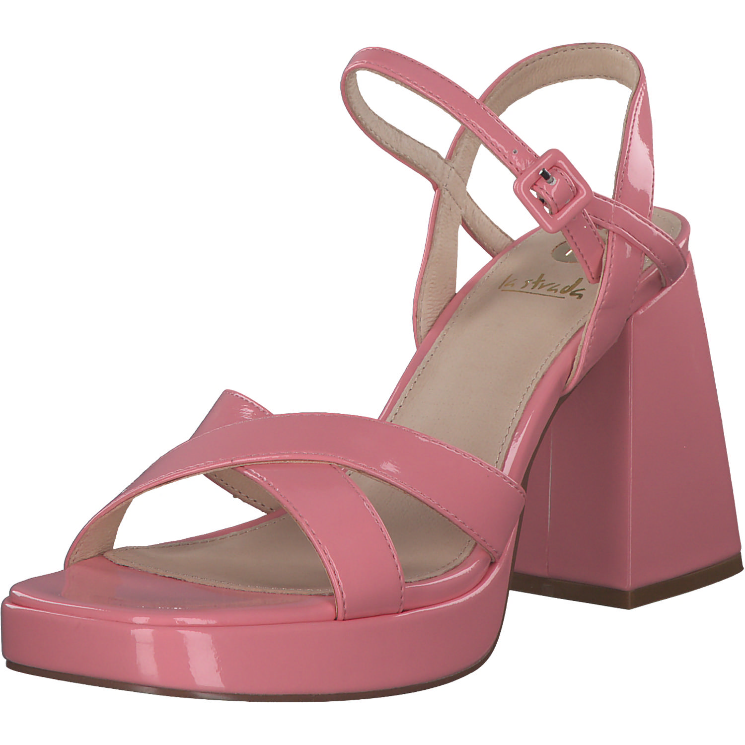 La Strada 2201027, Plateau-Sandaletten, Damen, coral wrinkle patent