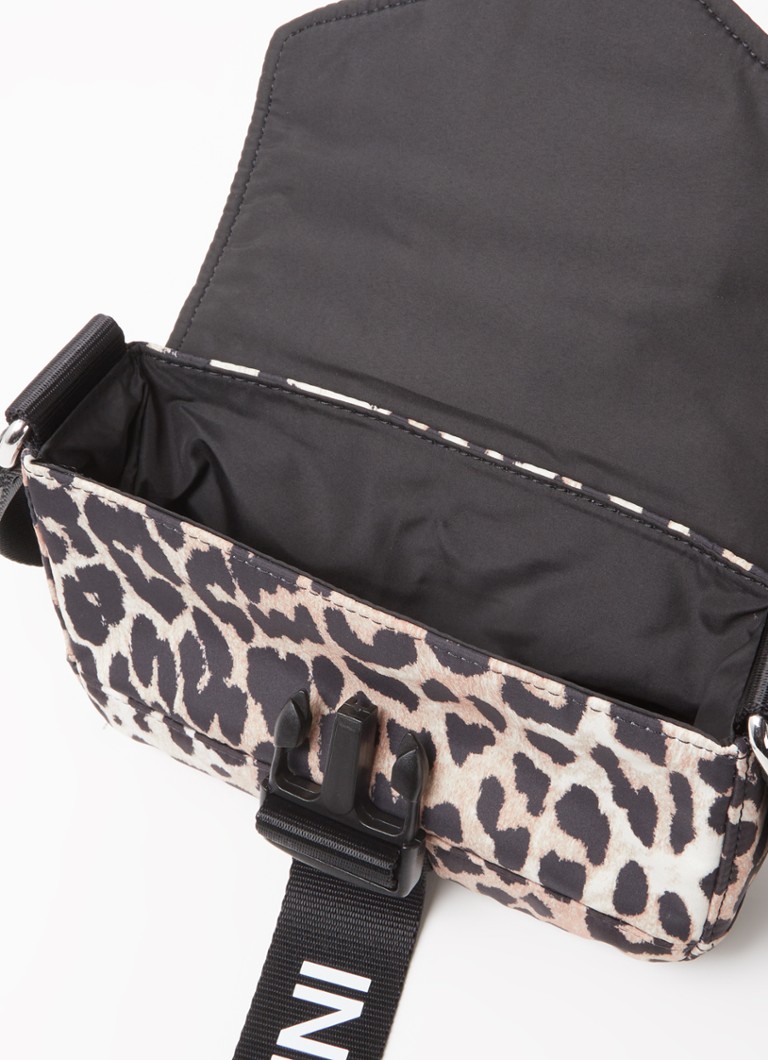 Miniaturní taška Ganni z recyklovaného materiálu s leopardím potiskem