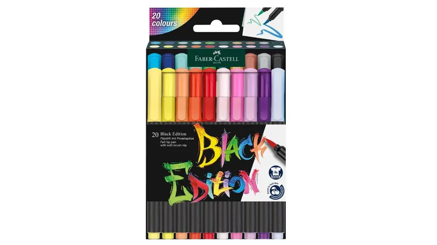 FABER-CASTELL Fasermaler Black Edition 20er Kartonetui