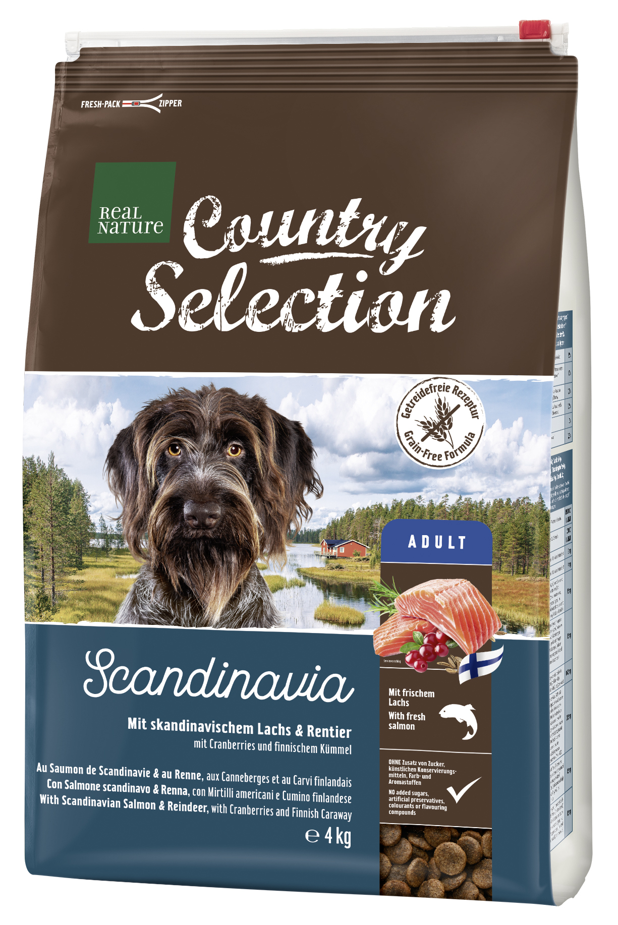 REAL NATURE Hundetrockenfutter REAL NATURE Country Scandinavia Lachs & Rentier 4 kg