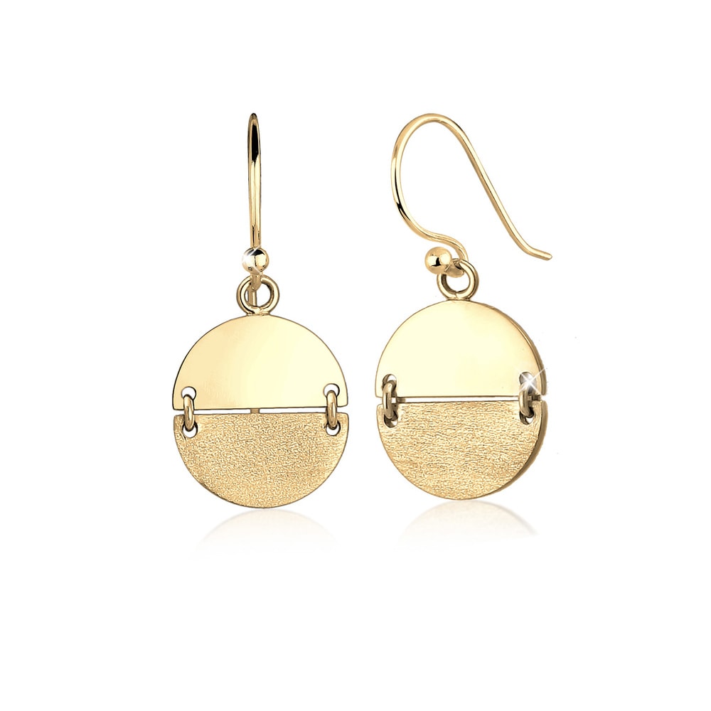Elli Elli Boucles d'Oreilles Pendante Brossé Cercle Géo Boucles d'oreilles Femme - Pla Boucles d'oreilles