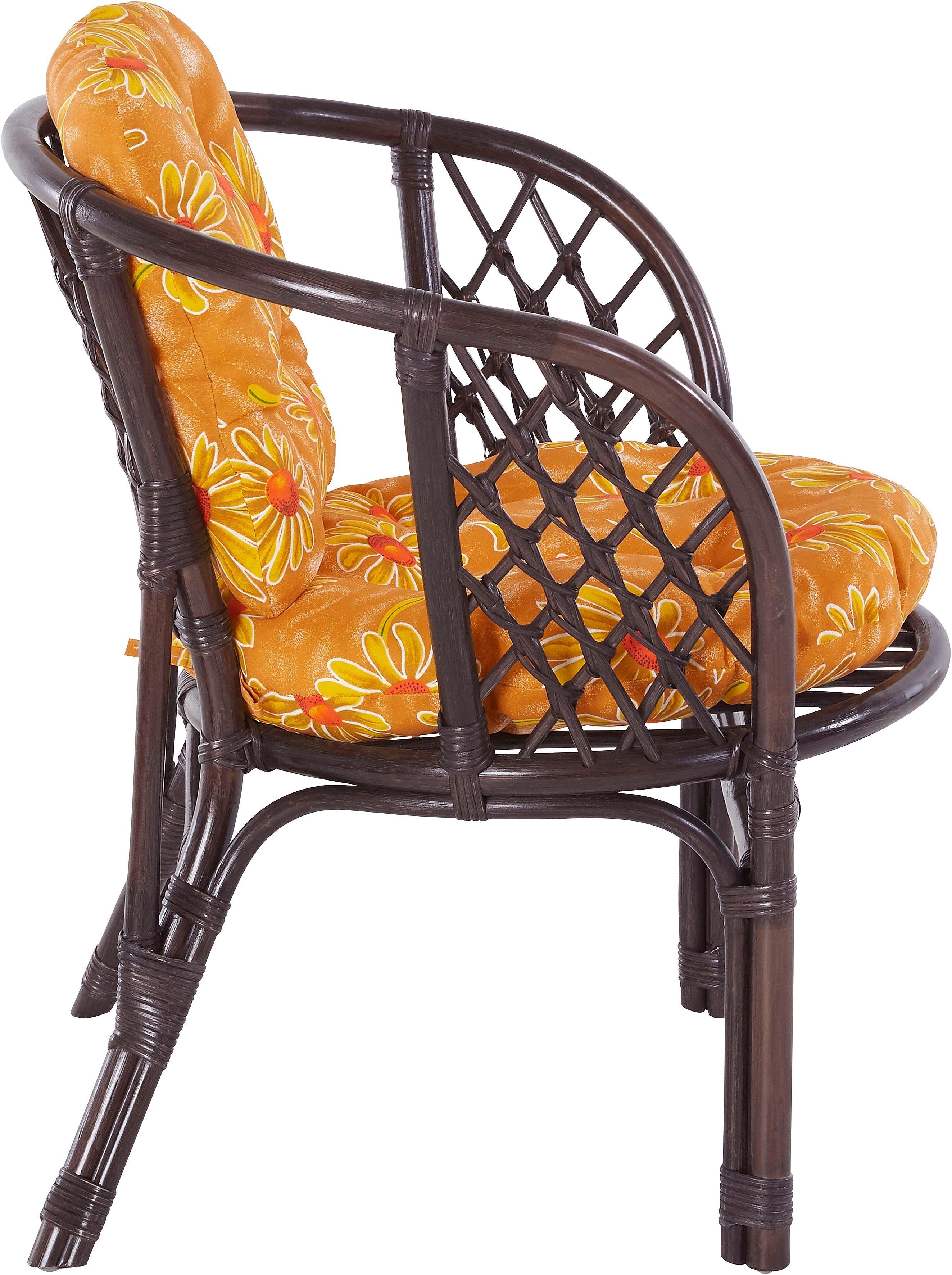 Home affaire Rattanstuhl Rattansessel, im 2er-Set aus Rattan und passenden Kissenauflagen, Breite 66 cm