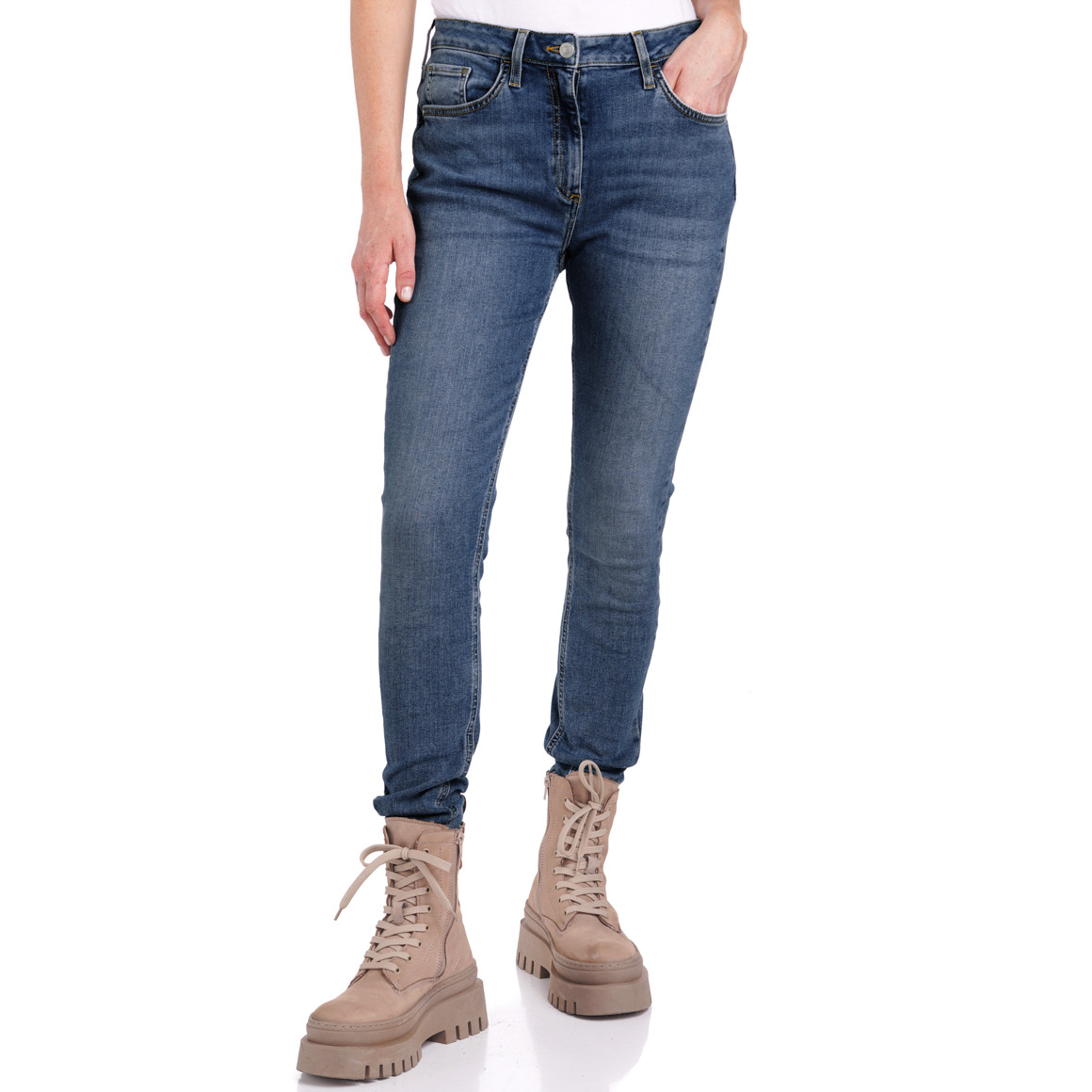 Damen Skinny-Jeans mit Used-Waschung