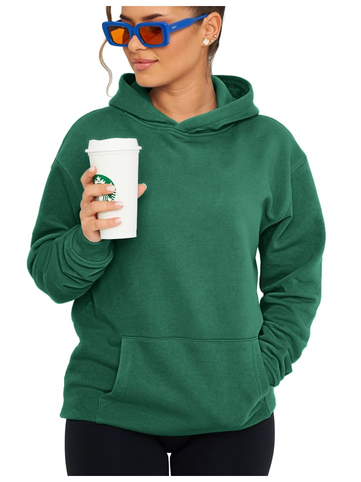 DAILY COTTON Kapuzenpullover - DCPRESOV Basic Oversize Hoodie Einfarbig Sweatshirt in Green College günstig kaufen