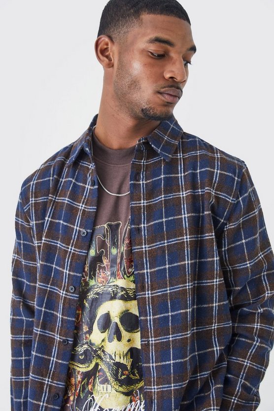 Tall langärmliges kariertes Overshirt