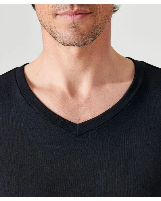 T-shirt col V fine côte Thermolactyl Sensitive, manches courtes