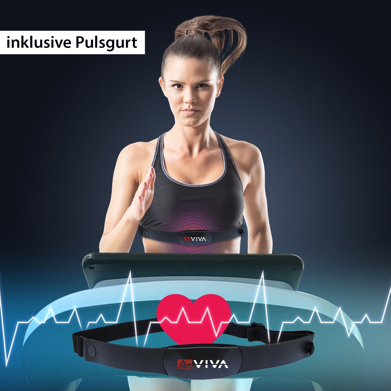 AsVIVA Ellipsentrainer-Ergometer AsVIVA E4 Pro Bluetooth, LED Display mit Tablet- bzw. Smartphonehalterung, App kompatibel