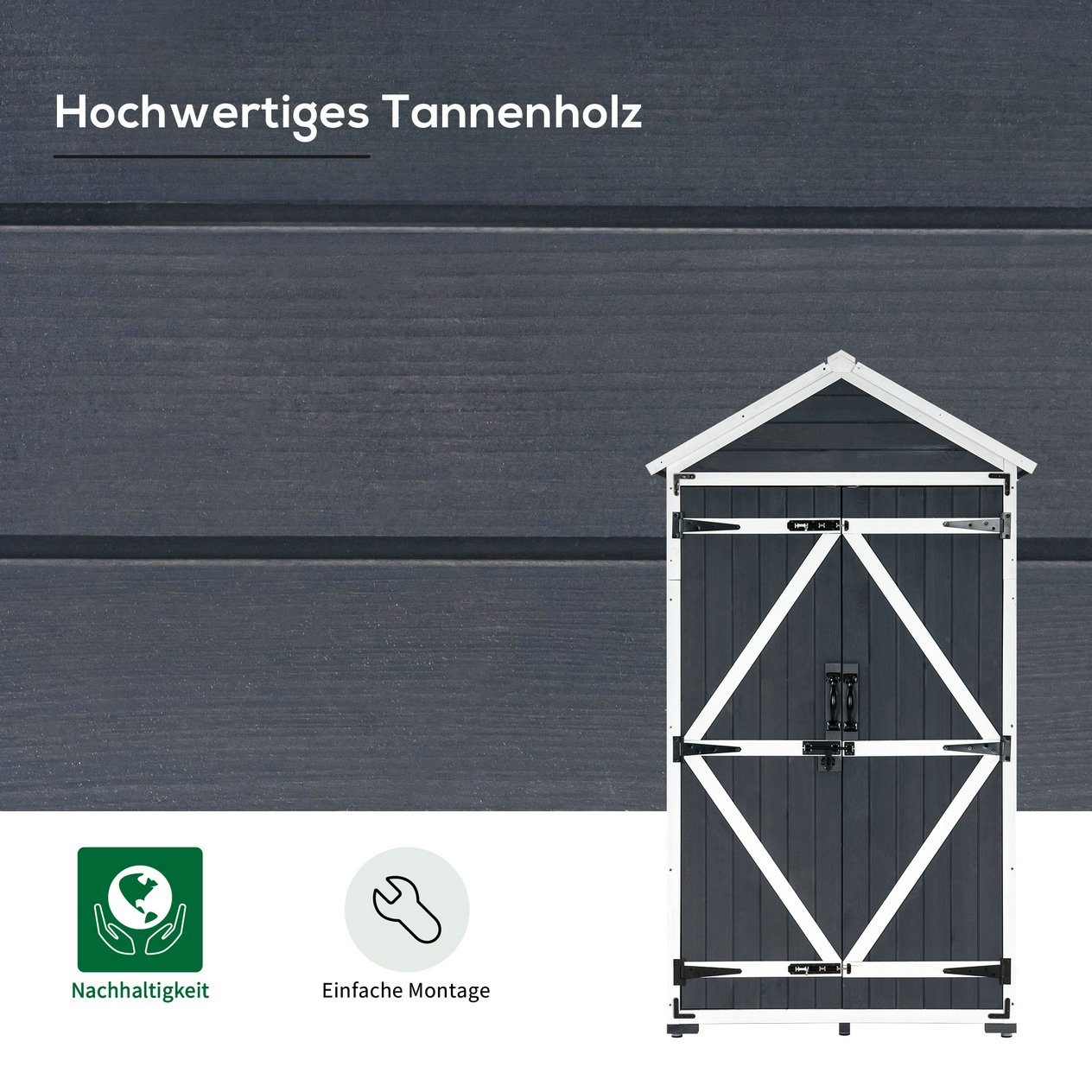 MCombo Gartenbox MCombo Gartenschrank Werkzeugschrank 1000, Outdoor-Schrank Gartenbox, Satteldach, Holz48 X 90 X 178 cm