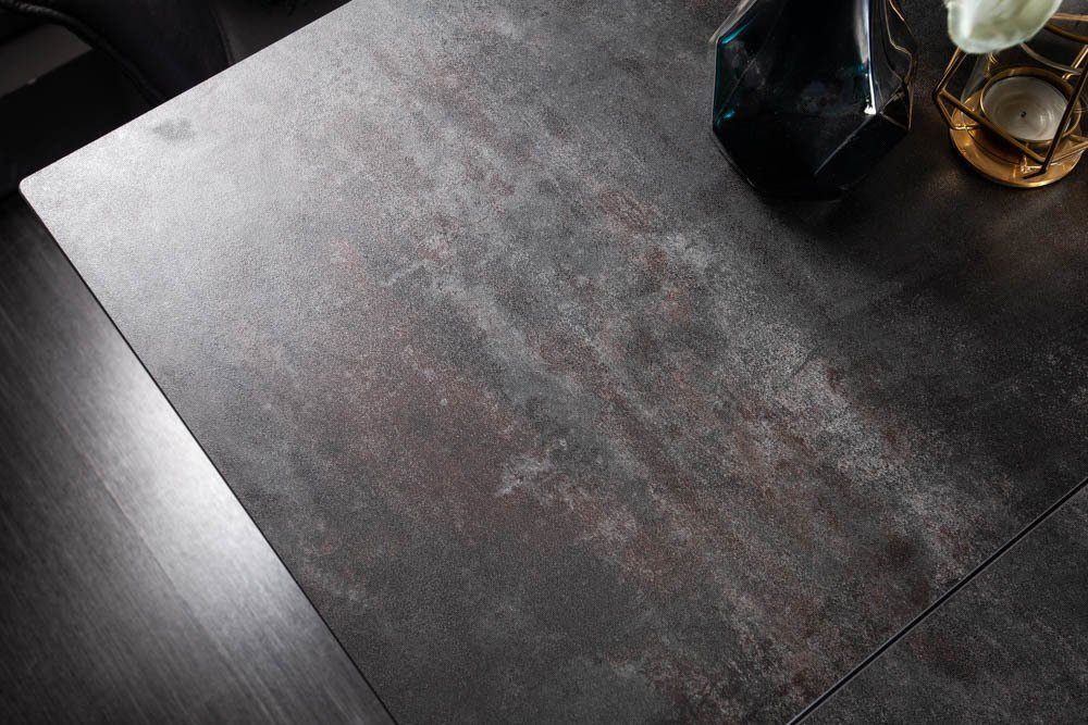 riess-ambiente Esstisch ATLAS 180-220-260cm grau / schwarz (Einzelartikel, 1-St), Keramik · Glas · Metall · ausziehbar · Lava-Optik · Industrial