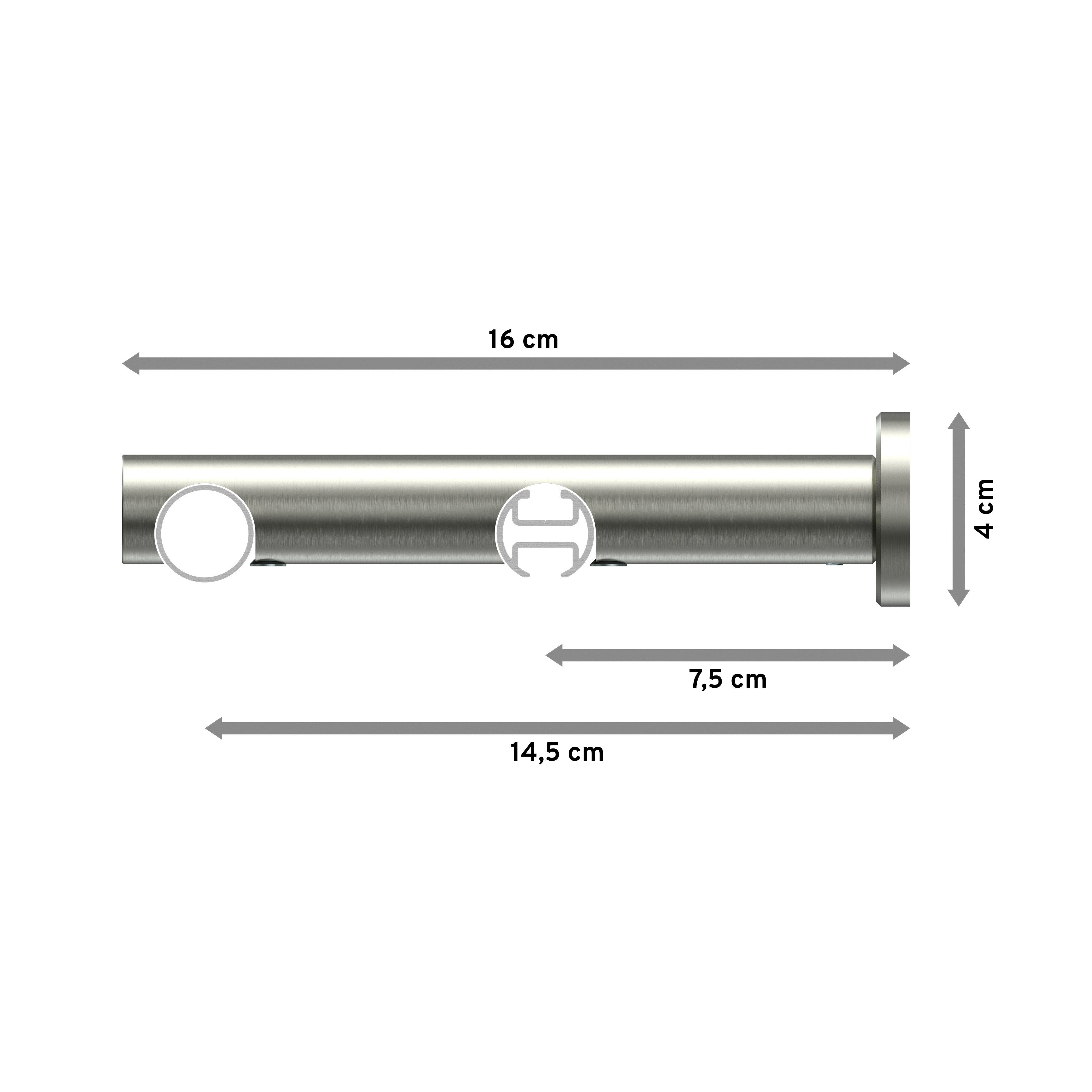 Gardinenstange Platon Sitra, INTERDECO, Ø 20 mm, 2-läufig, Wandmontage, Edelstahl-Optik