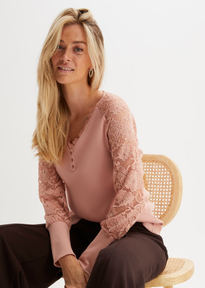 Langarmshirt mit Spitze