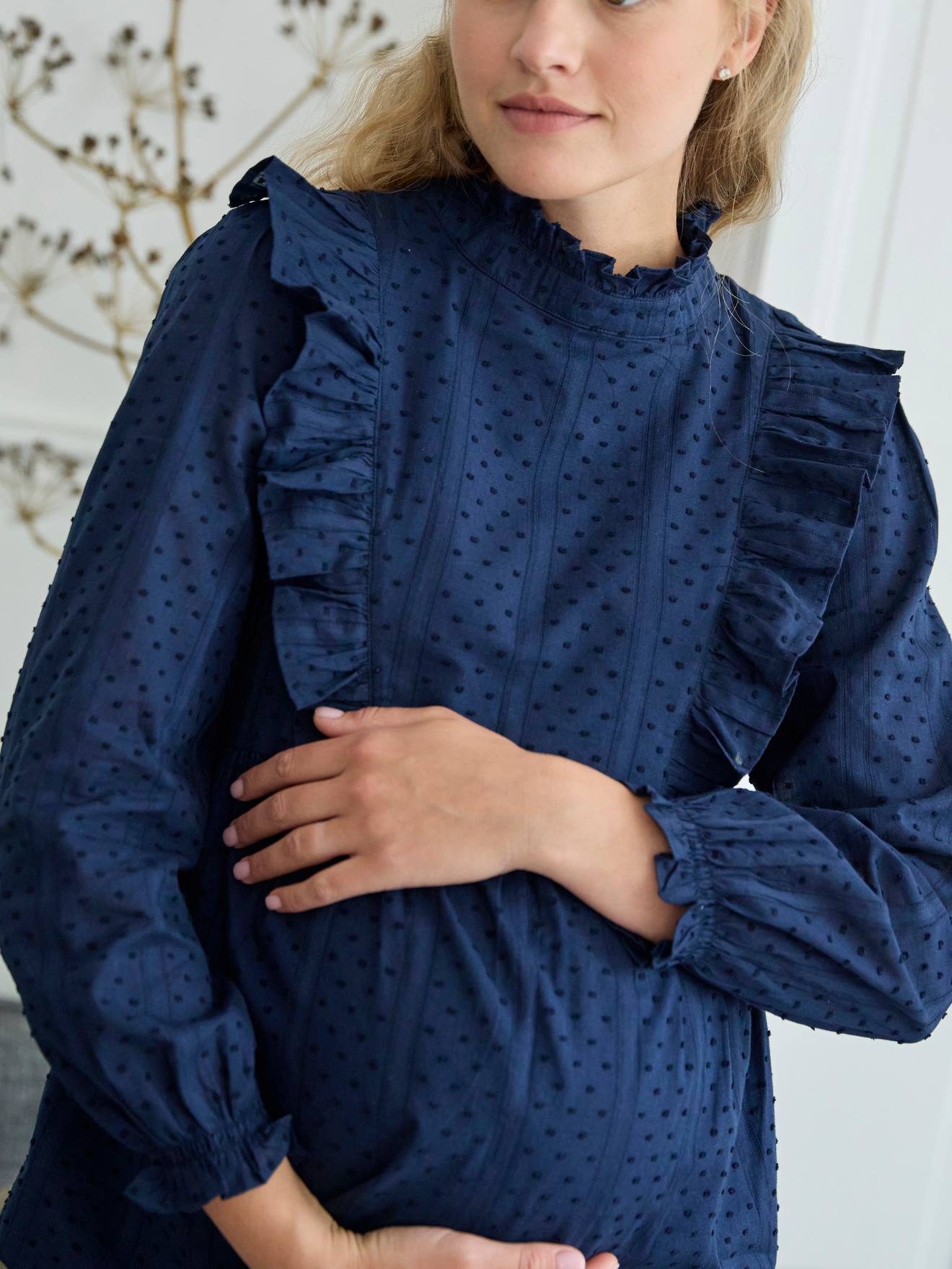 Vertbaudet Umstandsbluse mit Volants - marine