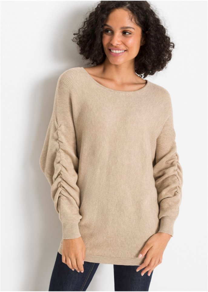 Pullover mit gerafften Ärmeln