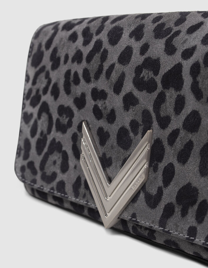 Le 111 BROOKLYN gris cuir velours motif léopard Femme