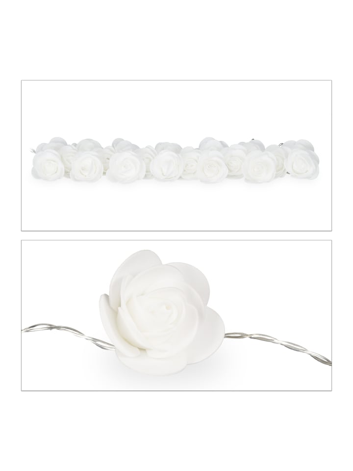 relaxdays Lichterkette Rosen in Weiß - (L)3,3 m günstig kaufen onesize
