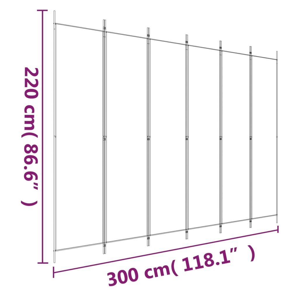 furnicato Raumteiler 6-tlg. Paravent Weiß 300x220 cm Stoff