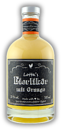 Lotta's Eierlikör mit Orange Lotta's Eierlikör mit Orange Eierlikör mit feinem Orangenaroma. 0,7	 Liter - Vol 20%