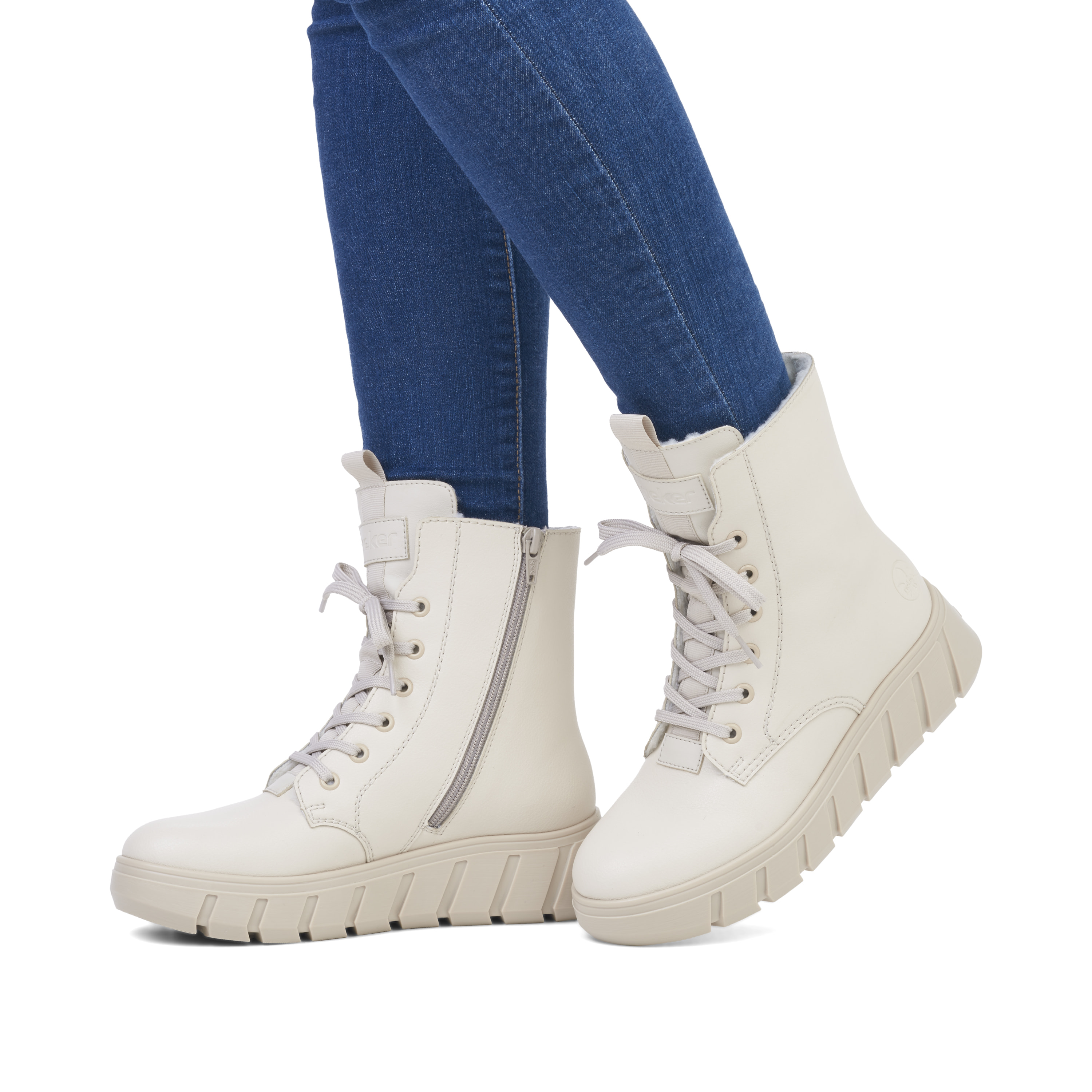 Rieker Damen Schnürstiefel hellbeige