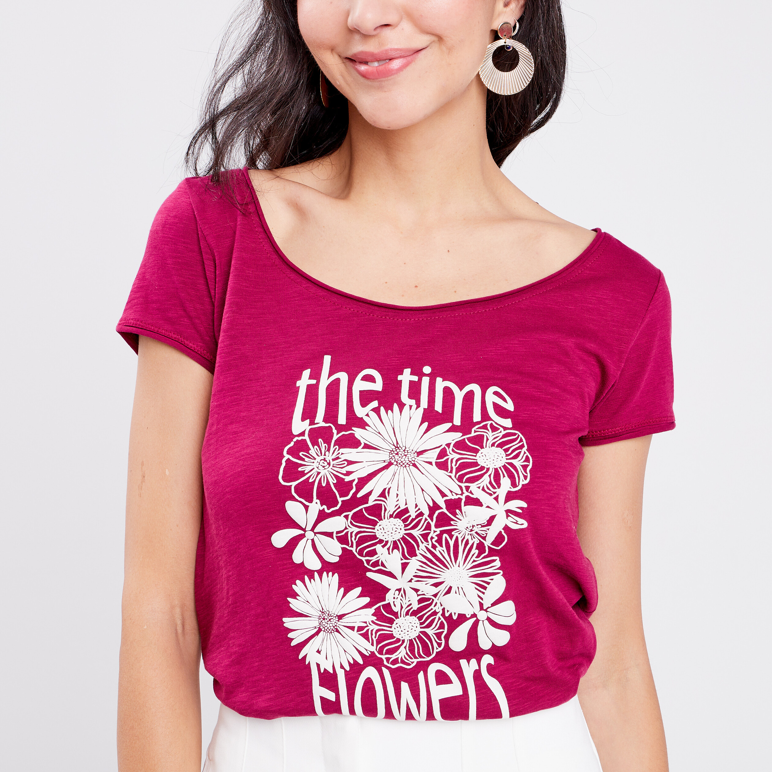 T-shirt manches courtes Creeks bordeaux femme | La Halle