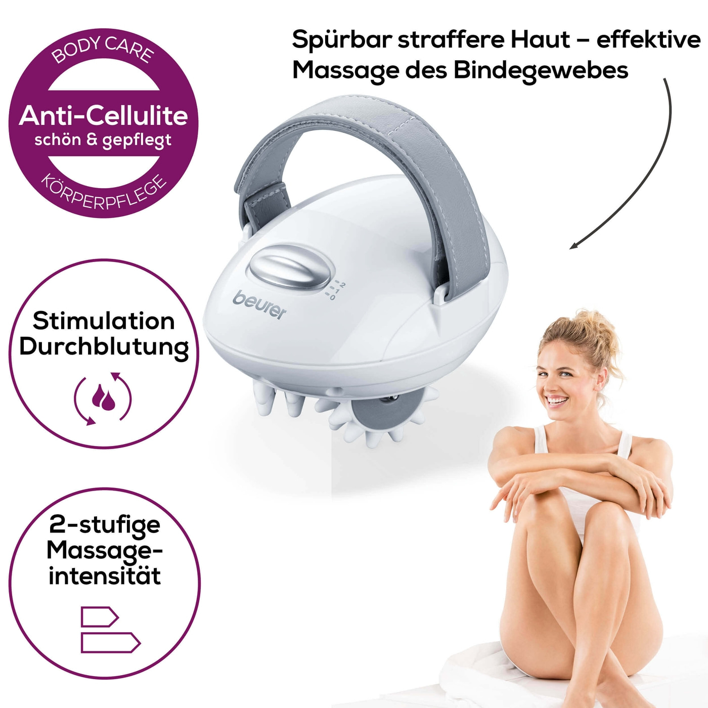 Beurer Cellulite Massage CM 50-Cellulite Massage Gerät fördert die Durchblutung & sorgt für straffere Haut