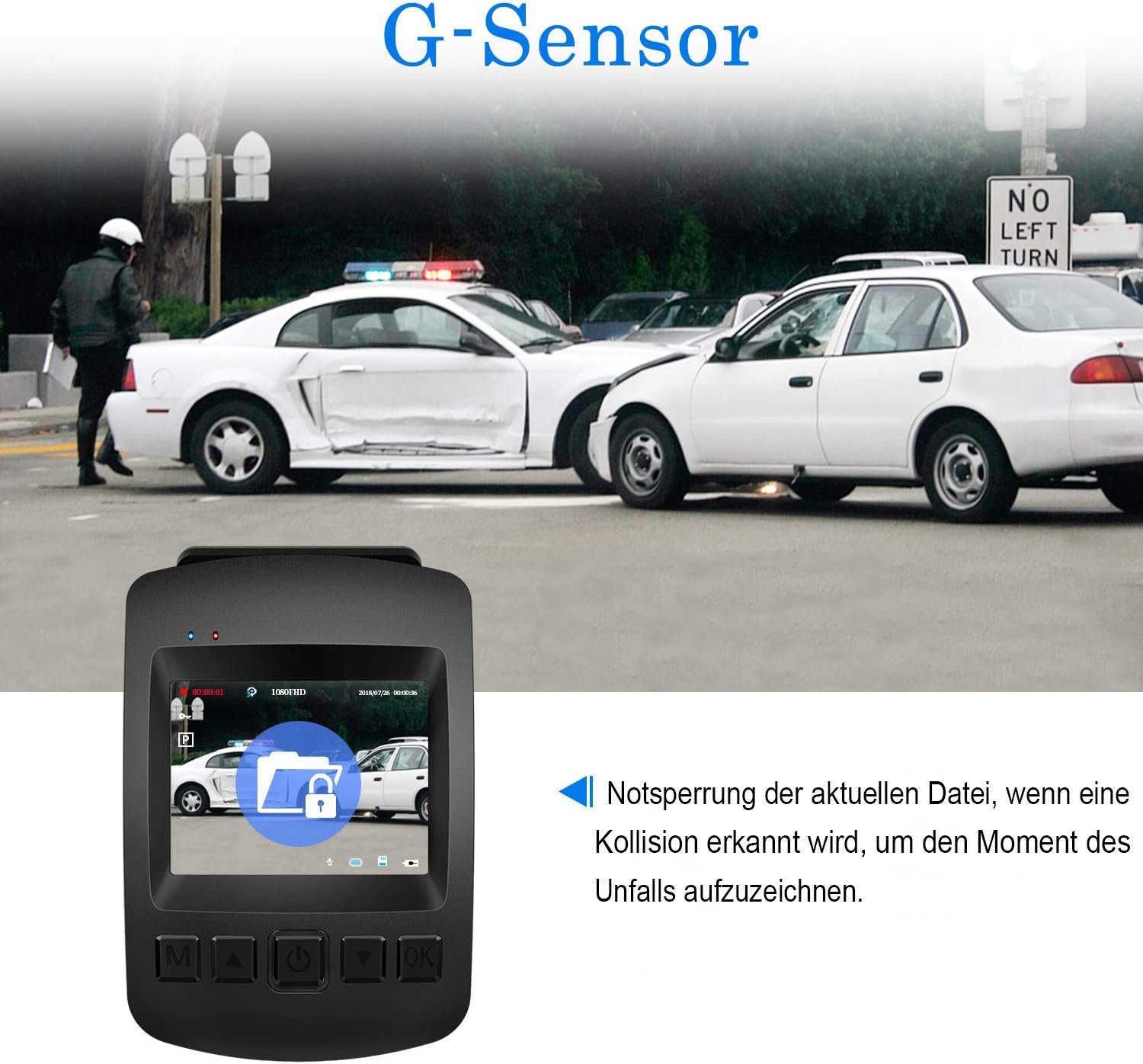 Mutoy Autokamera Dashcam WiFi Full HD 1080P,2 Zoll Bildschirm,170°Weitwinkel Dashcam (Full HD, WLAN (Wi-Fi), Auto Kamera mit Notzeichnung, Schleifenaufzeichnung, Parküberwachung/G-Sensor, Bewegungserkennung)