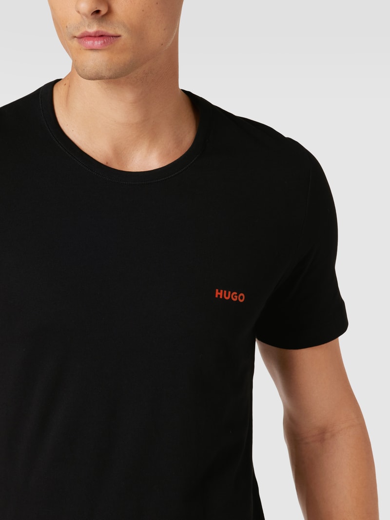 T-Shirt mit Logo-Print im 3er-Pack in schwarz