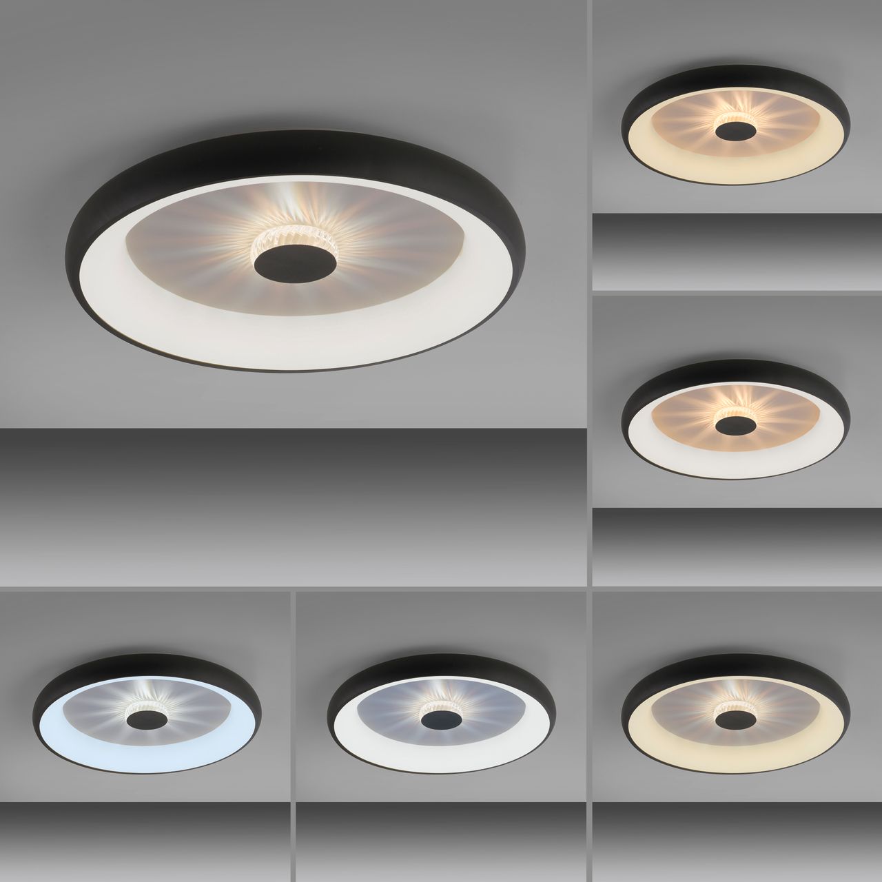 JUST LIGHT LED Deckenleuchte VERTIGO, CCT, dimmbar, Fernbedienung, Ø61,5 cm, Kristall-Effekt